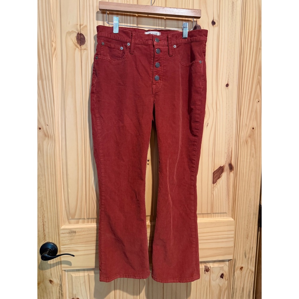 Madewell Cali Demi-Boot Corduroy Pants Rust Red Button Fly Size 29 High Rise